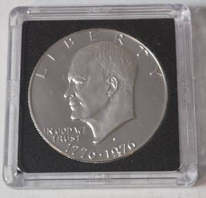 1976-S-Silver- Eisenhower Bicentennial Dollar Proof Coin in black slab&nbsp