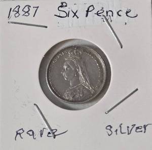 1887-Silver Six Pence - Rare