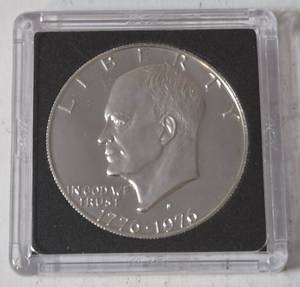 1976-S-Silver- Eisenhower Bicentennial Dollar Proof Coin in black slab&nbsp