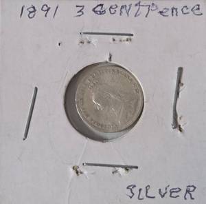 1891 British  3 Pence -  .925 Sterling Silver