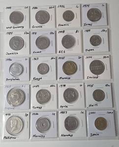 Sheet of Foreign Coins - High Relief -20 Coins