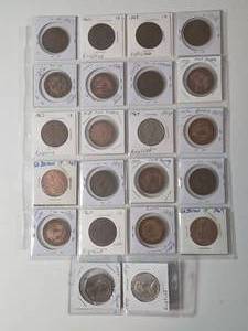 Sheet of Coins from EnglandGreat Britian - 22 Coins
