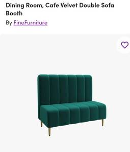 Green Velvet double sofa booth