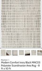 8x10 ivory black area rug