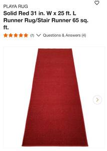 Solid red 31 x 25ft runner rug