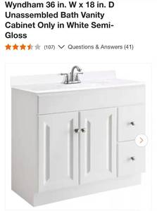 36x18 vanity cabinet