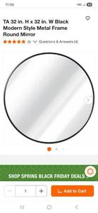 32x32 round mirror black