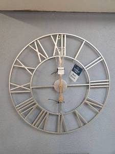 23 Oversized Black Metal Wall Clock  Roman Numeral Style