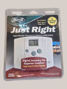 Hunter 42999B Digital Thermostat  1 Heat1 Cool, Non-Programmable  NEW Overstock