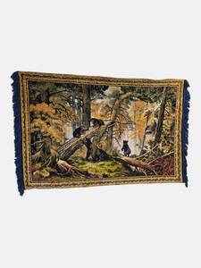 Vintage Bear Scene Tapestry – Cozy Cabin Woodland Charm
