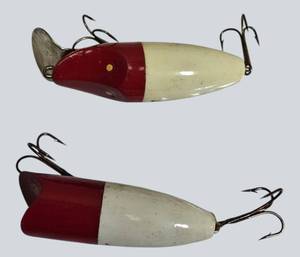 Vintage Red & White Lure Duo  Classic Fishing Charm