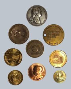 Vintage Token & Medal Lot  Presidential, Centennial, Advertising & Fraternal Themes