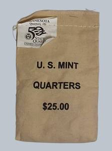 U.S. Mint Minnesota State Quarter Bag  $25 Face  Unsearched