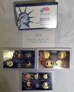 2008 U.S. Mint Proof Set  Complete w Presidential & State Quarter Sets  BoxCOA