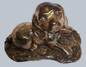 .999 Silver-Coated Beagle Puppy Figurine  Adorable & Unique