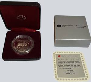 1985 Canada Silver Dollar  National Parks Moose Proof in Case