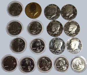 PROOF COIN LOT  1996 KENNEDY HALVES, STATE QUARTERS  MORE