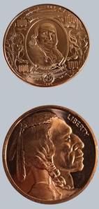 Stunning 1oz Copper Rounds Duo  Franklin & Buffalo Designs 