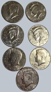Lot of 7 Kennedy Error Half Dollars  Crease Strikes