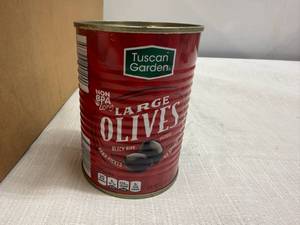 12x Tuscan Garden Large Black Olives-BB 12027(Can tops are rough,bottoms are good)