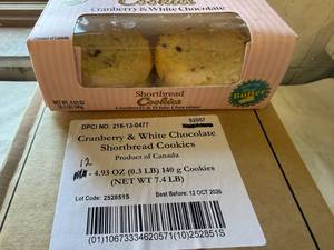 SSS. 24x 4pk Cranberry & White Chocolate Shortbread Cookies