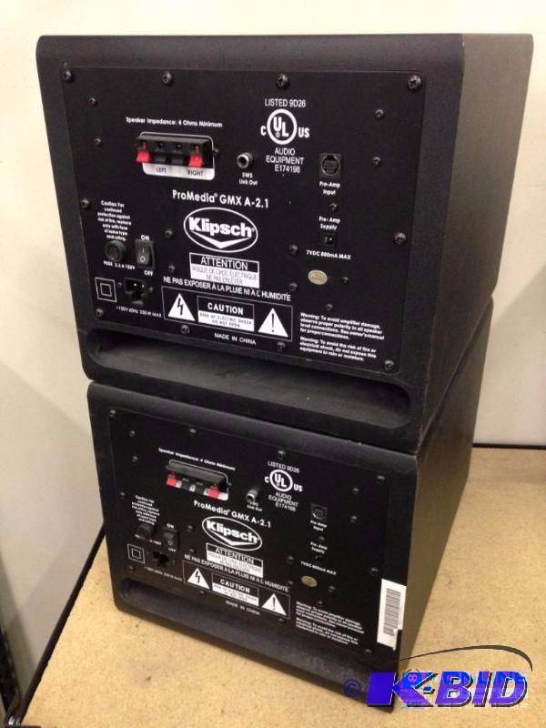 Lot of (2) Klipsch Promedia GMX A-2.1 Audio Subwoofers