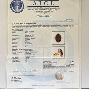 LARGE & BOLD! 25.48 Carat Oscar Friedman Natural Ruby & Natural Diamond Ring in 14K Yellow Gold; $17,200 Appraisal Included *VIDEO*