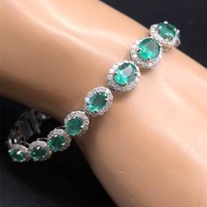 18.85 Carat Natural Emerald & Natural Diamond Bracelet in 14K White Gold $27,710 Appraisal Included VIDEO