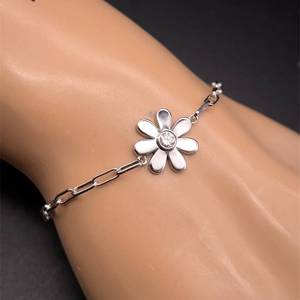 Diamond Daisy Flower Charm Paperclip Chain Bracelet VIDEO