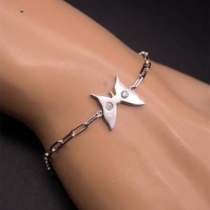 Diamond Butterfly Charm Paperclip Chain Bracelet VIDEO
