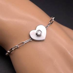 NEW Diamond Heart Charm Paperclip Chain Bracelet VIDEO
