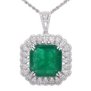 20.51 Carat Natural Emerald & Natural Diamond Pendant Necklace in Platinum w/ GIA Report + Appraisal Included; $68,920 Appraisal Included *VIDEO*