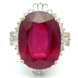LARGE & BOLD! 25.48 Carat Oscar Friedman Natural Ruby & Natural Diamond Ring in 14K Yellow Gold; $17,200 Appraisal Included *VIDEO*