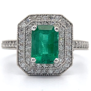 1.82 Carat Natural Emerald & Natural Diamond Ring in 14K White Gold $11,827 Appraisal Included VIDEO