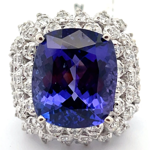 17.51 Carat Natural Tanzanite & Natural Diamond Ring in 18K White Gold $77,836 Appraisal Included VIDEO
