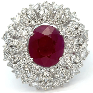 5.83 Carat Natural Ruby & Natural Diamond Ring in Platinum w GIA Report  Appraisal Included $23,940 Appraisal Included VIDEO