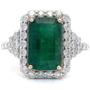 4.60 Carat Oscar Friedman Natural Emerald & Natural Diamond Ring in 14K Yellow Gold $13,615 Appraisal Included VIDEO