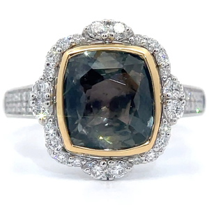 Very Unique Color 5.45 Carat Aaron Gottlieb Natural Sapphire & Natural Diamond Ring in Platinum & 18K Two-Tone Gold w GIA Report  Appraisal Included $20,783 Appraisal Included VIDEO