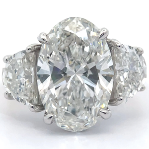 7.00 Carat Diamond Oval & Half-Moon Brilliant Cut Three-Stone Ring in 14k Gold w/ EGL Report; $9,750 Retail *VIDEO*