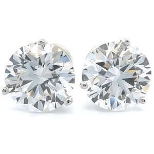 6 Carat Diamond Round Brilliant Cut Solitaire Stud Earrings in 18k White Gold $7,999 Retail VIDEO