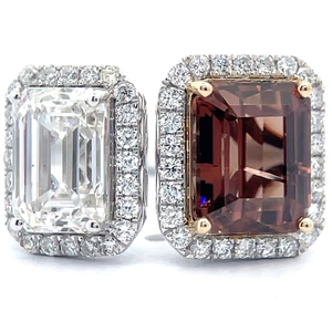 Aaron Barsha Designer 6.28 Carat Diamond & Natural Zircon Halo Toi et Moi Ring in 14k Two-Tone Gold w Report $14,390 Appraisal Included VIDEO