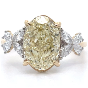 4.68 Carat Fancy Yellow & Pav White Diamond Fancy Gallery Ring in 14k Gold w Report $6,500 Retail VIDEO