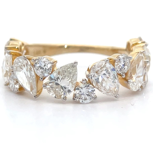 3.50 Carat Pear & Round Diamond Cluster Cascade Ring in 14k Yellow Gold $4,450 Retail VIDEO