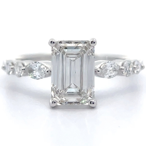 2.50 Carat Diamond Emerald Cut Icicle Ring in 14k White Gold $3,399 Retail VIDEO