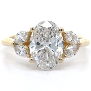 2.25 Carat Diamond Oval & Marquise Flower Ring in 14k Yellow Gold $2,999 Retail VIDEO