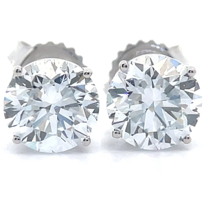 NEW 3.10 Carat Diamond Round Solitaire Stud Earrings in 14k White Gold w EGL Report $3,599 Retail VIDEO