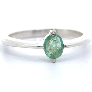 Oval Natural Emerald Solitaire Ring VIDEO