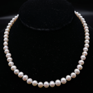 Classic White Cultured Pearl Single Strand Necklace VIDEO