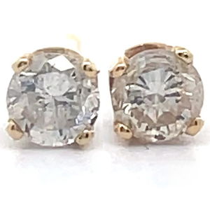 Estate 0.20 Carat Natural Diamond Round Brilliant Solitaire Stud Earrings in 14k Yellow Gold $899 Retail VIDEO