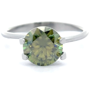 2 Carat Fancy Green Moissanite  Round Brilliant Cut VIDEO